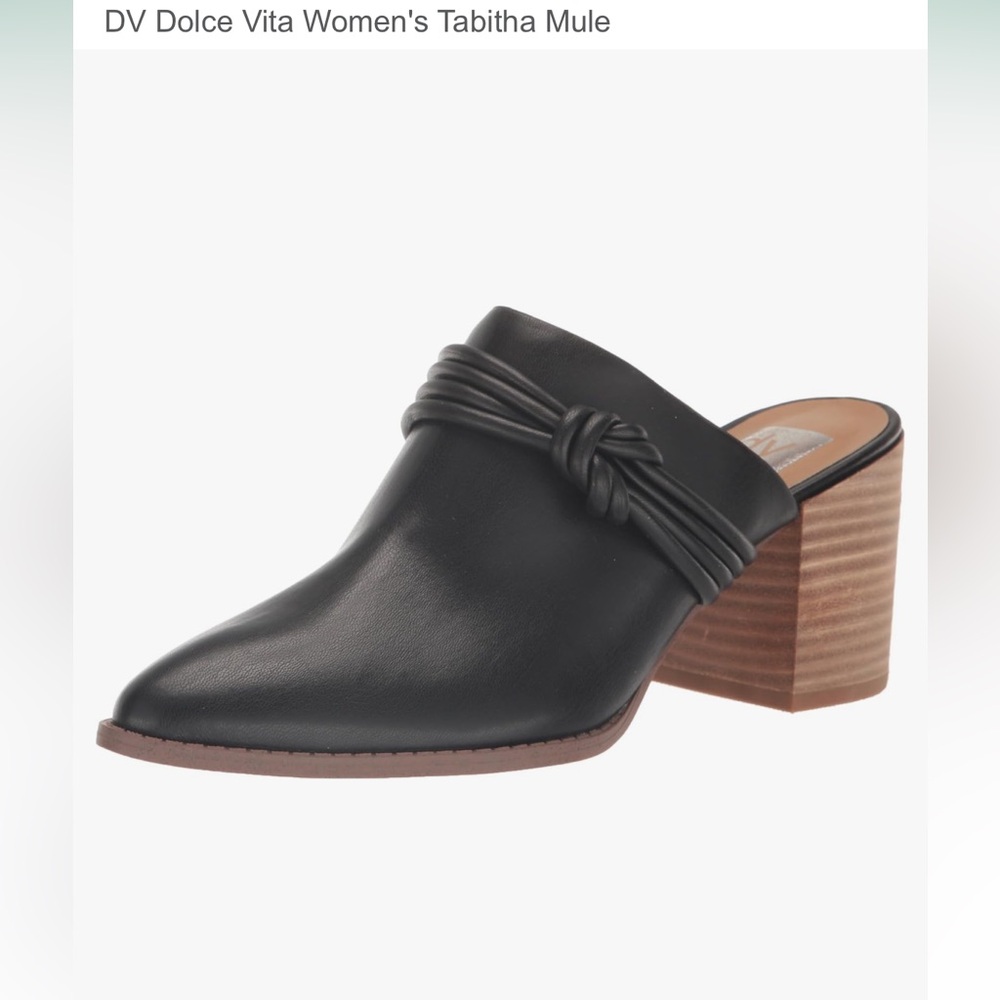 Black Faux Leather Women's Mules